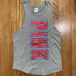 VS Pink USA Sequined Gray Tank Size XS